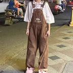 Loose Denim Pant Women Preppy Style Y2k Wide Leg Jeans Straight Japanese Kawaii Summer Vintage Overalls Ankle-Length Pants