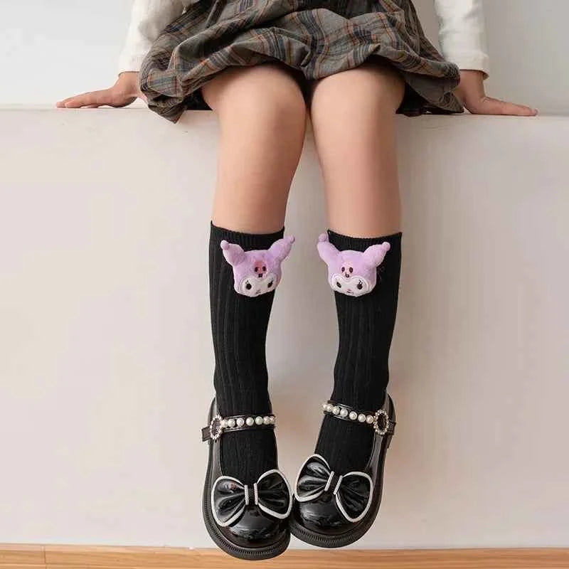 Sanrio Kuromi My Melody Hello Kitty Socks for Children's Girls Cartoon Kawaii Korean Style Mid-Tube Trendy Student Socks