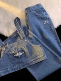American Vintage Denim Suit Women High Street Style Wear