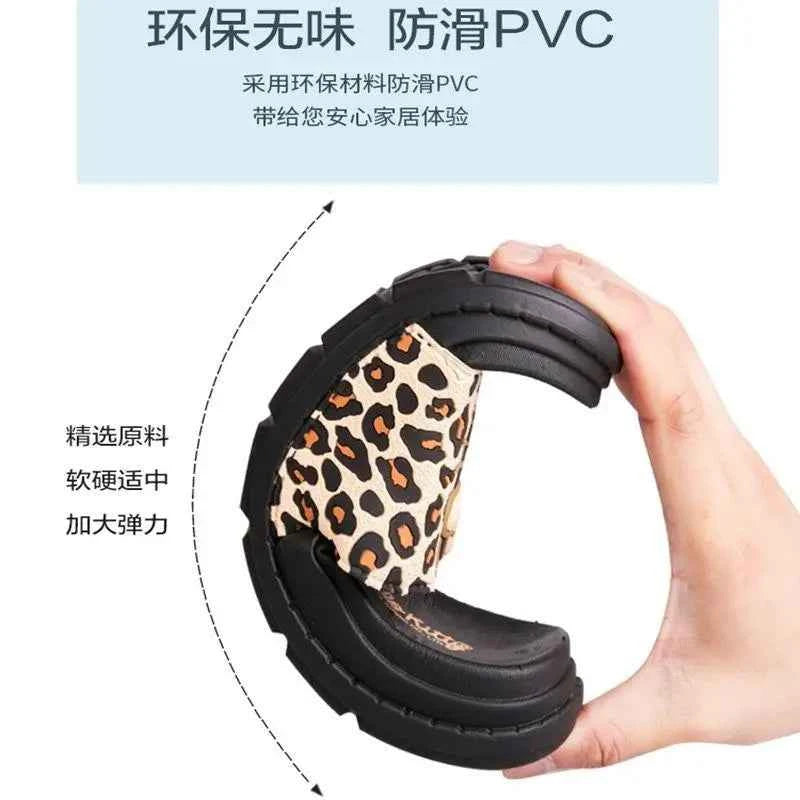 Hello Kittys Slippers Leopard Print Women Kawaii Summer Home Bathroom Bath Sandals Creative Fashion Non Slip Can Be Worn Outside