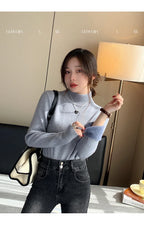 Thermal Knitted Shirt Retro Red Turtleneck Sweater - Vusy Kawaii Shop