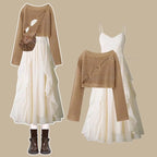 Summer Autumn in Dress Matching Set Korean Elegant Retro - Vusy Kawaii Shop