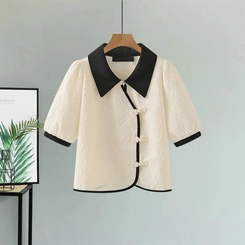 Summer Japanese Style Set Graceful Short Sleeve Blouse - Vusy Kawaii Shop