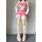 Sweet Fashion Suit Summer Gradient Pink-Harajuku Punk - Vusy Kawaii Shop