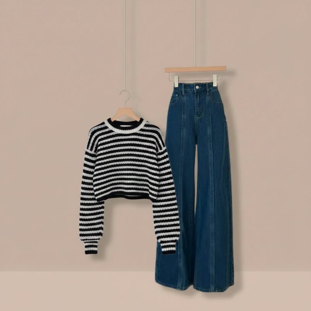 Autumn-Winter Korean College Style Two-Piece Set Knitted - Vusy Kawaii Shop