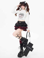 Mini Skirts Summer Women Black Gothic A-Line Pleated Skirt