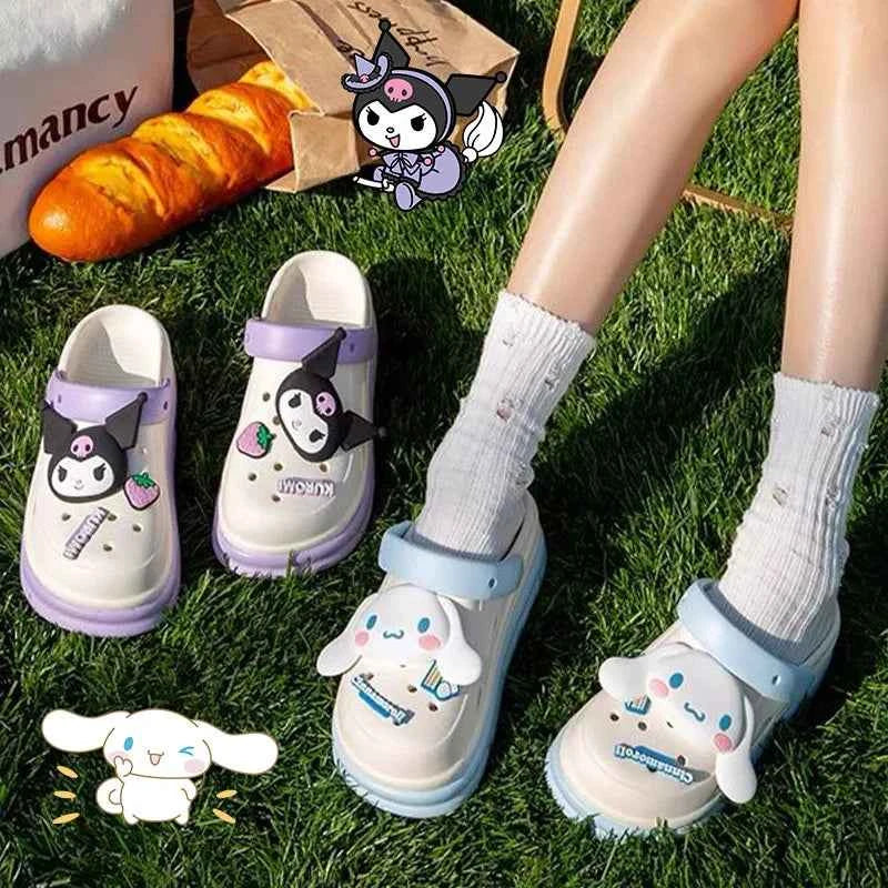 Anime Sanrios Hello Kittys Slippers My Melody Kuromi Cinnamoroll Accessories Shoes Summer Women Sandals Outdoor Beach Shoes Gift