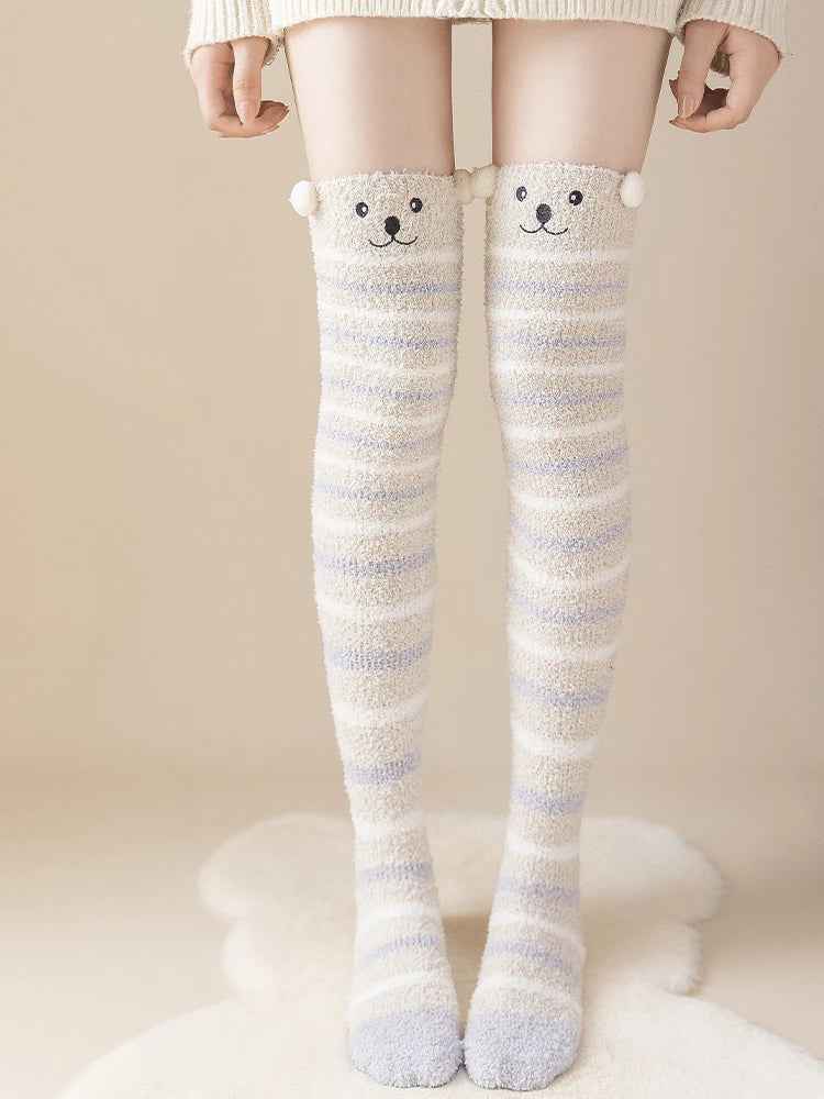 Womens Fuzzy Socks Slipper Winter Fluffy Comfy Cozy Socks Cabin Warm Home Socks Cute Knee High Socks