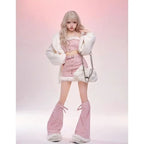 Sweet Cute Rabbit Ears Hoodie Top Set Slim Fit Strapless - Vusy Kawaii Shop