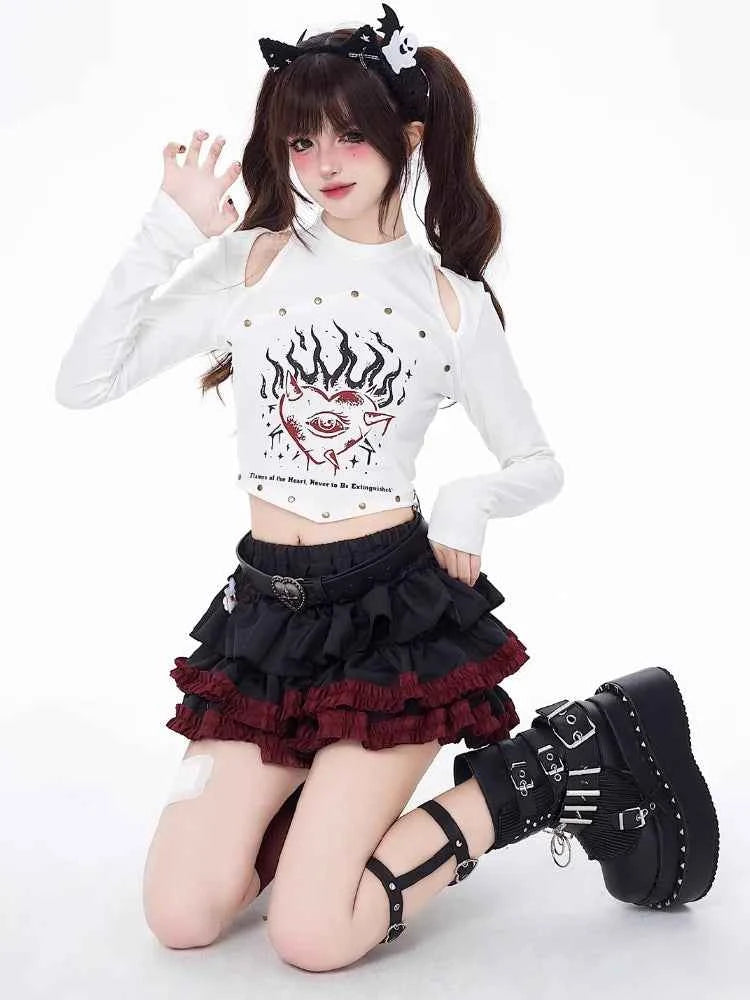 Mini Skirts Summer Women Black Gothic A-Line Pleated Skirt