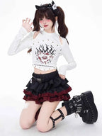 Mini Skirts Summer Women Black Gothic A-Line Pleated Skirt
