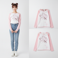 Kawaii Lace Off Shoulder Tops Women Sweet T-Shirt Slash Neck