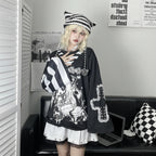 Japanese Fashion Fake Two Pieces Cartoon Print T-shirts - Vusy Kawaii Shop