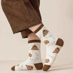 5Pairs Breathable Soft Casual Socks Cartoon Capybara Print Mid-Tube Socks Unisex Autumn Winter Coffee Keep Warm Mid-tube Socks