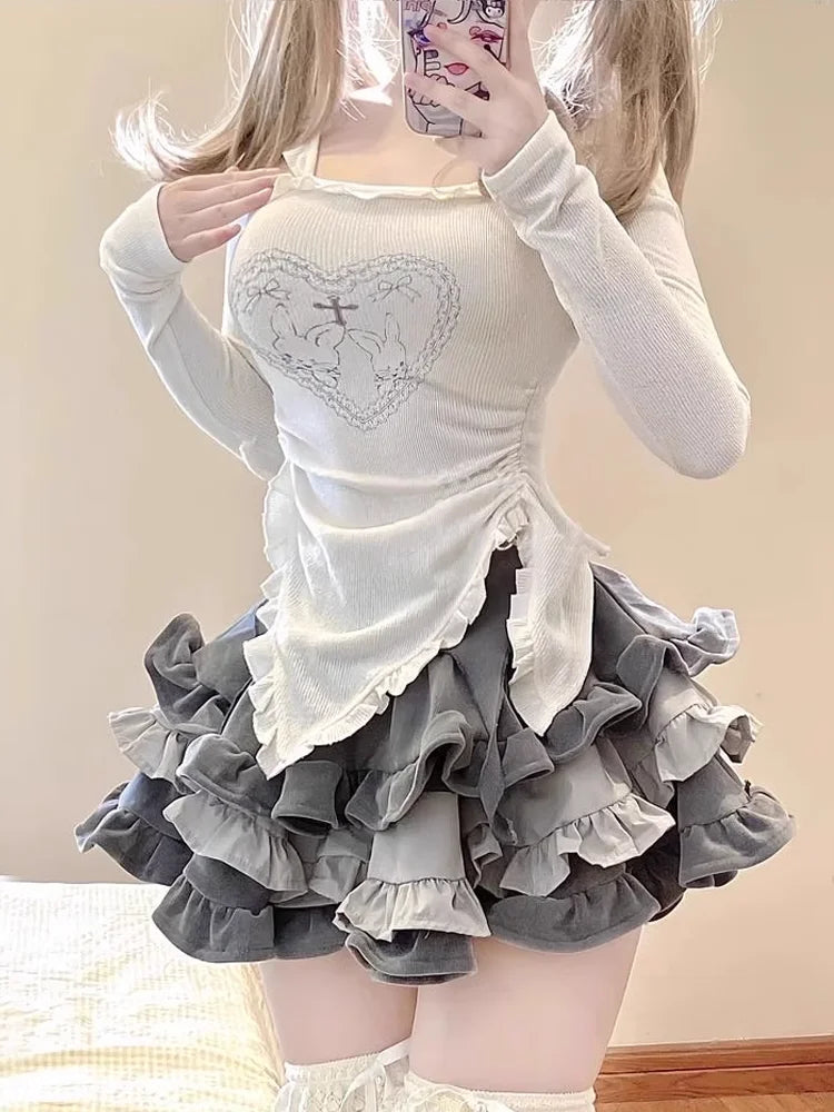 Japanese Kawaii Two Piece Set Women Autumn Sweet Rabbit - Vusy Kawaii Shop