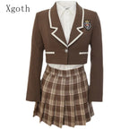 Women Sets Notched Single Button Short Blazer White Shirt - Vusy Kawaii Shop