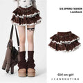 Brown Corduroy Cake Skirt Autumn-Winter Korean Style Girls