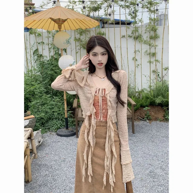 Spring-Summer Dress Matching Set Korean Elegant Vintage Long - Vusy Kawaii Shop