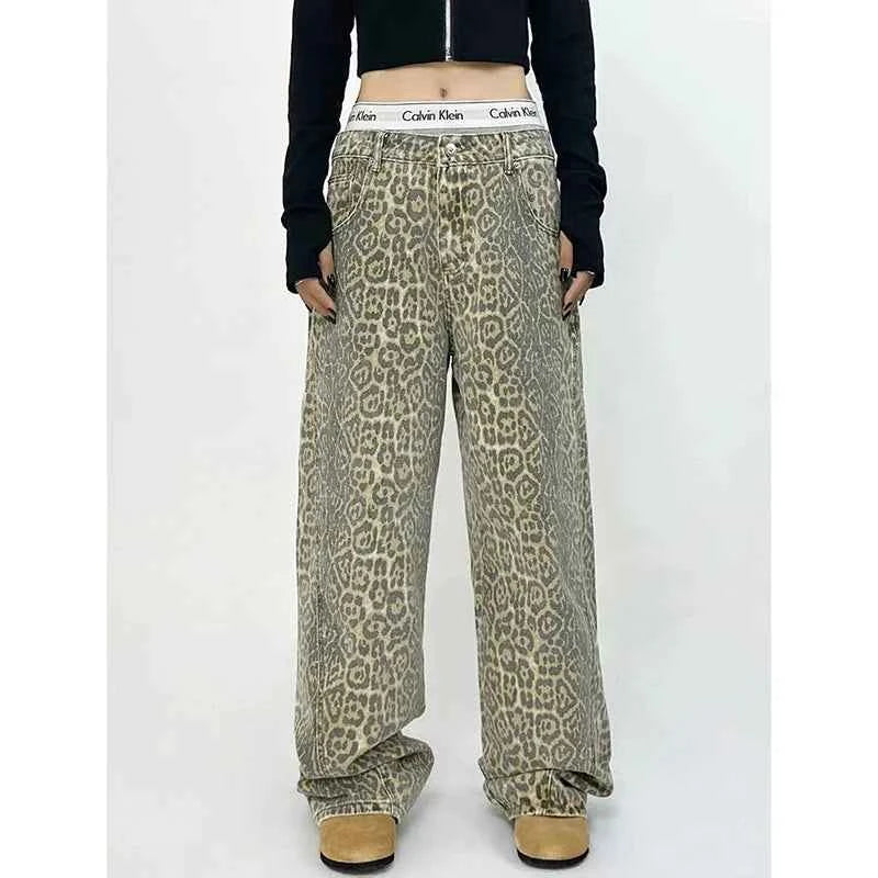 Leopard Print Overalls - Y2K Harajuku Street Style