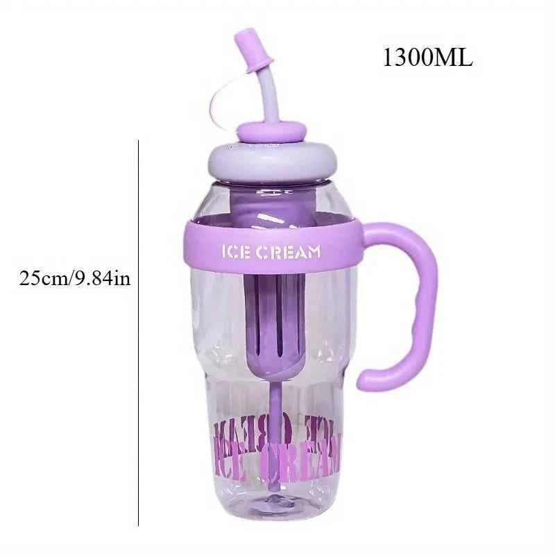 Trendy Oversized Tumbler - 32oz Summer Cup with Straw & Leakproof Lid - Cute Lucky Print Design for Travel, Beach & Outdoor