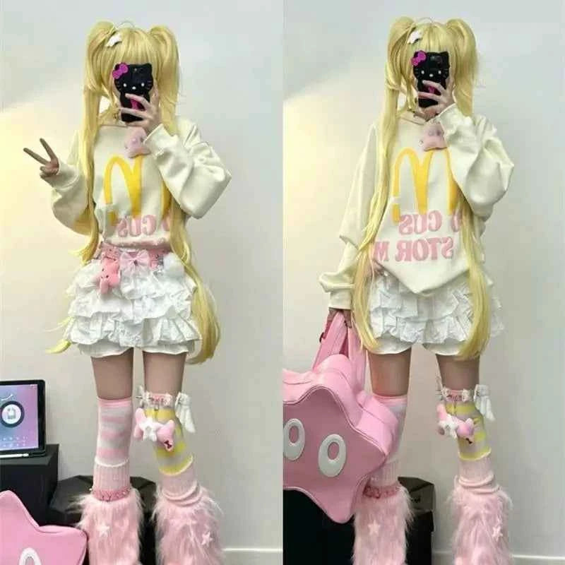 Japanese Pumpkin Puffy Cake Soft Girl Skirts Sweet Cute Jupe