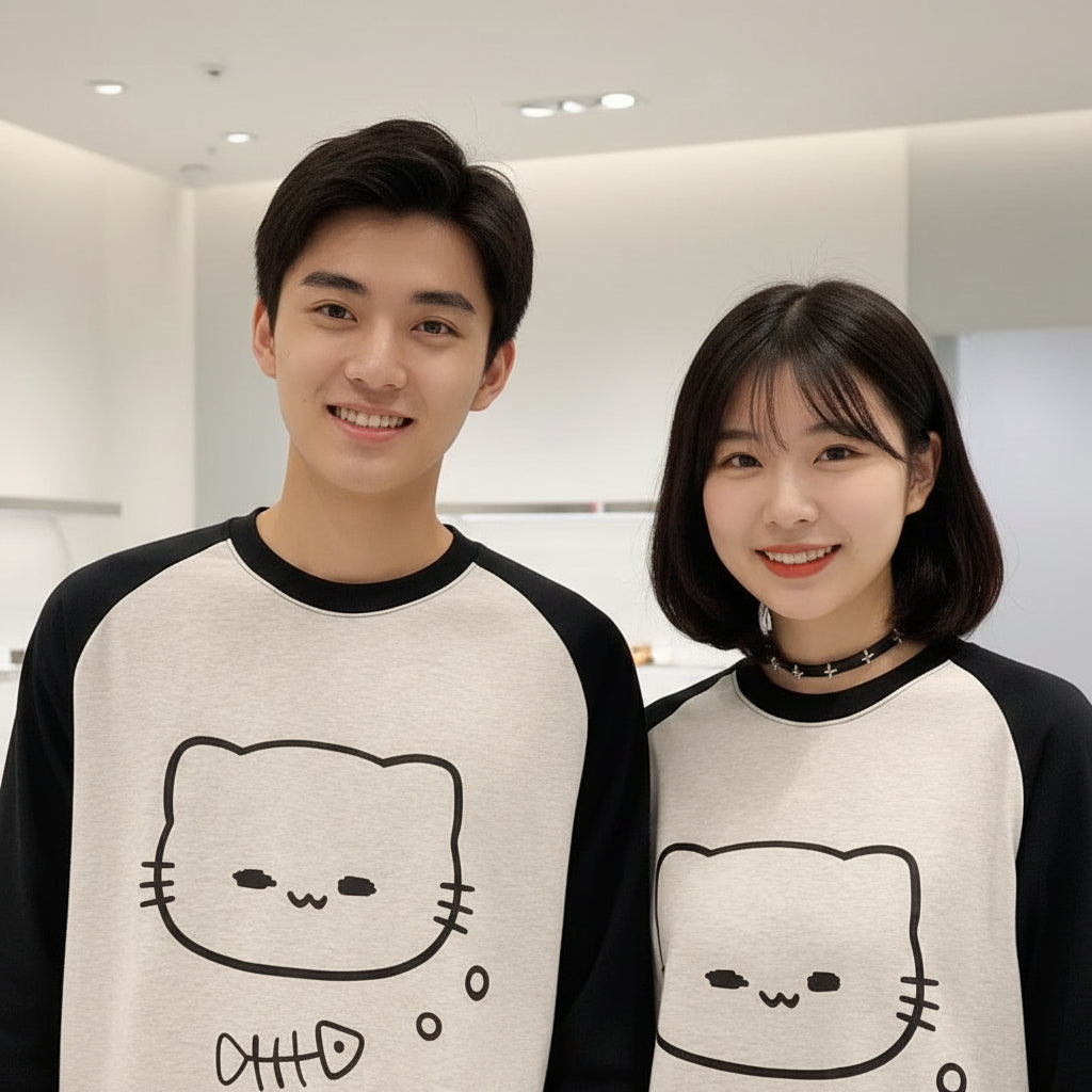 Women Clothing Cartoon Oversized T Shirts Long Sleeve O-neck - Vusy Kawaii Shop