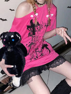 Oversized Streetwear Punk Hollow Out Tops Aesthetic Cartoon - Vusy Kawaii Shop