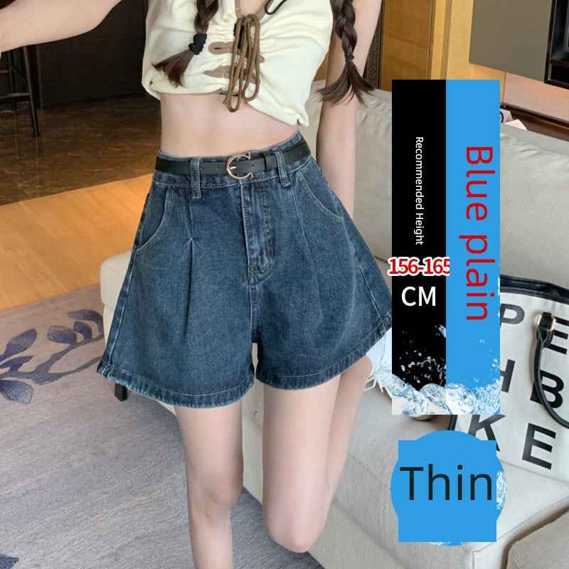 Summer High Waist Slimming and Fashionable A- line Denim Shorts