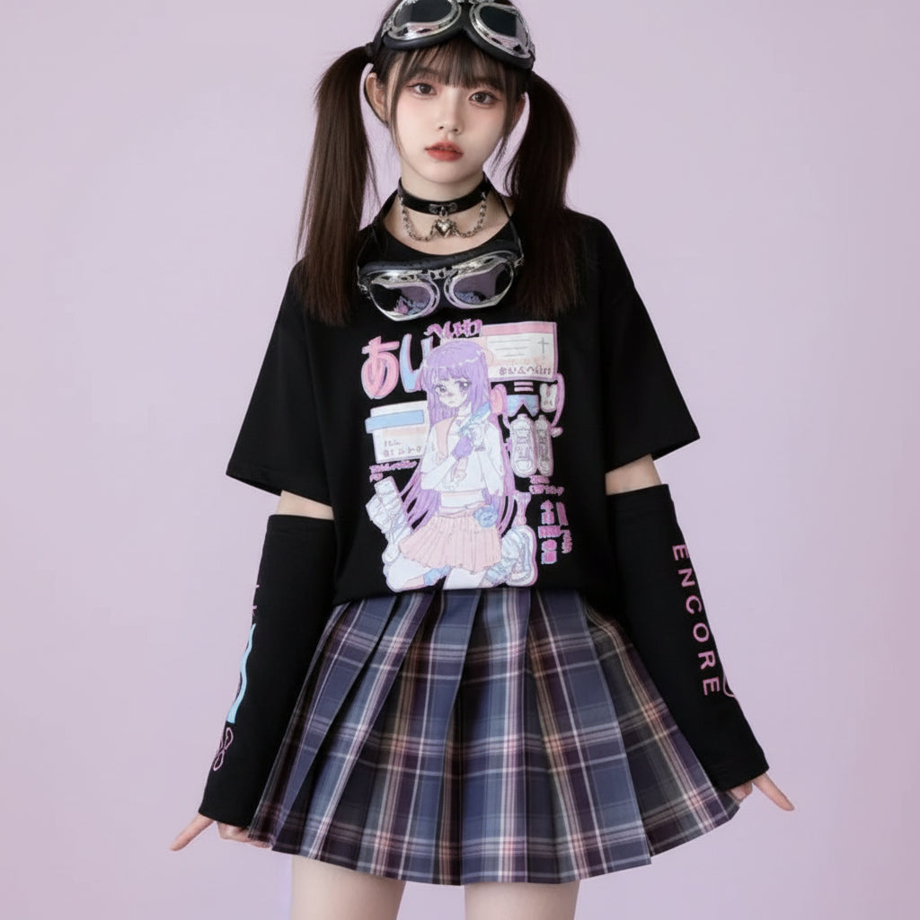 Summer Cute Anime Cartoon Printing Loose Short JK Skirt - Vusy Kawaii Shop