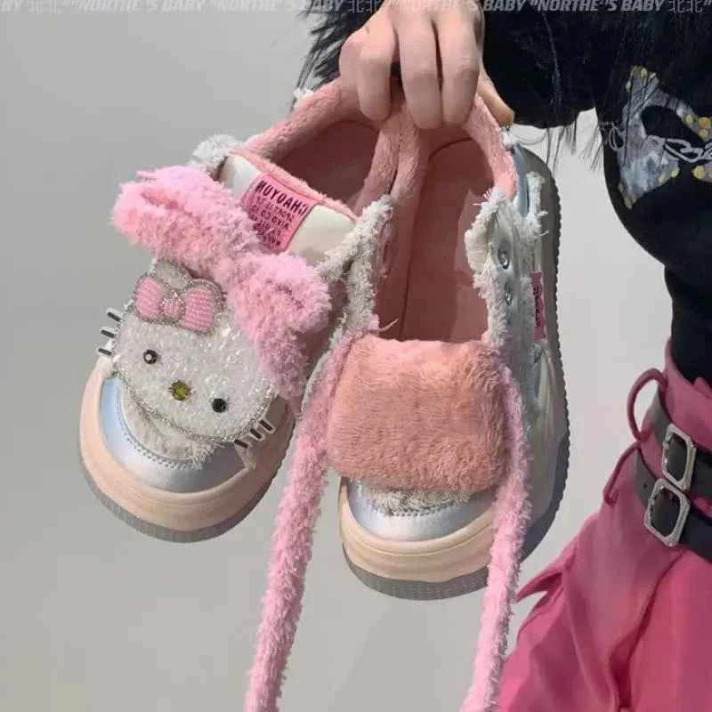 Sanrios Hello Kittys Fashion Design Plate Shoes Y2K Girl Cartoon Korean Style Aesthetic Cute Shoes Women Fashion Casual Sneakers