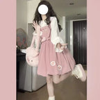 Japanese Sweet Slim Waist Bow Strap Dress and Cute Peter Pan - Vusy Kawaii Shop