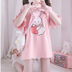Summer Women Cute Lolita Pink T-Shirts Cartoon Strawberry - Vusy Kawaii Shop