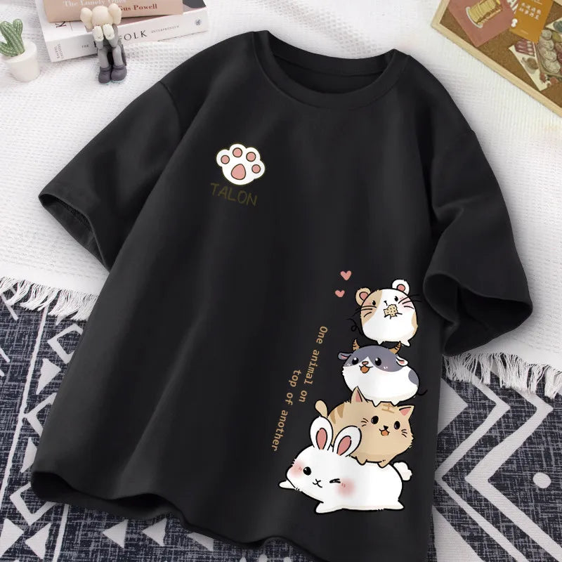 Japanese Cute Hamster Style Sweet Print Daily Wear Short - Vusy Kawaii Shop