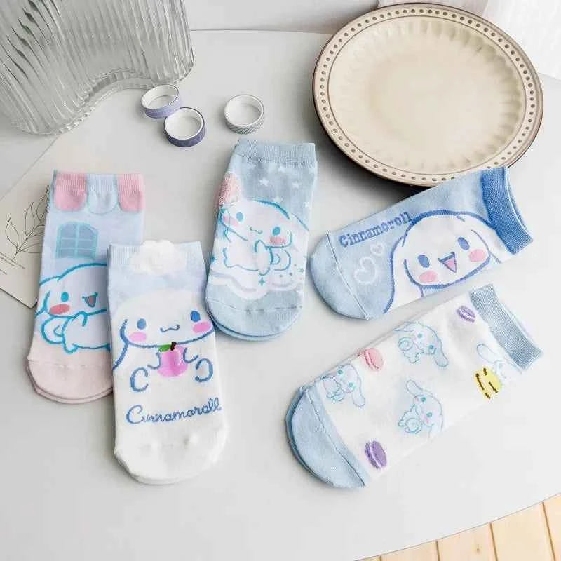 Kawaii Sanrio Socks Cinnamoroll Anime low Cut Student Summer Thin Comfortable Movement Socks Toys for Girls Lovely short socks