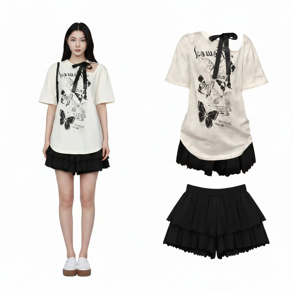 Women Short Sleeve Graffiti Print T-Shirt Harajuku Korean