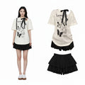 Women Short Sleeve Graffiti Print T-Shirt Harajuku Korean