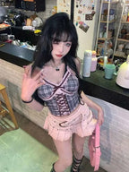 Pink Mini Skirts Aesthetic Sweet Cute High Sweet Slim Skirt