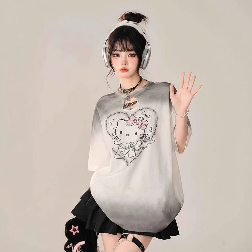 Gradient Short Sleeved T-Shirt Women Slimming Personalized