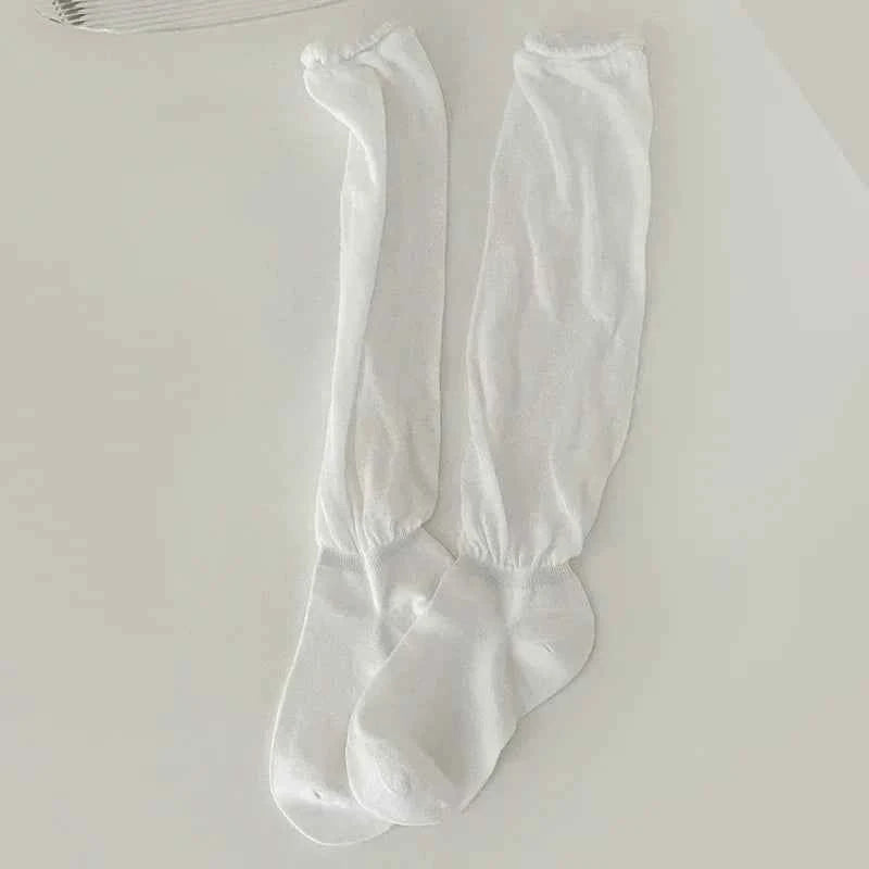 Thigh High Stockings Women Girls Black White JK Long Socks Lolita Summer Leggings Sweet Ballet Hosiery Thin Loose Costumes