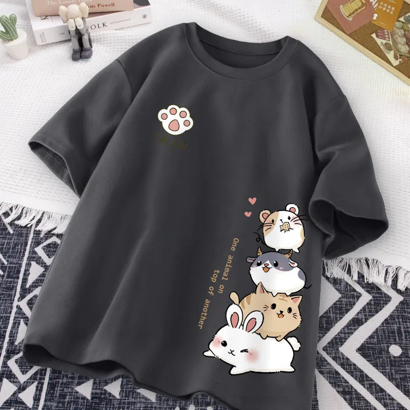 Japanese Cute Hamster Style Sweet Print Daily Wear Short - Vusy Kawaii Shop