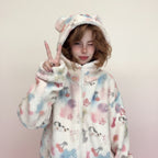 Japanese Kawaii Print Hooded Coats Women Sweatshirts - Vusy Kawaii Shop