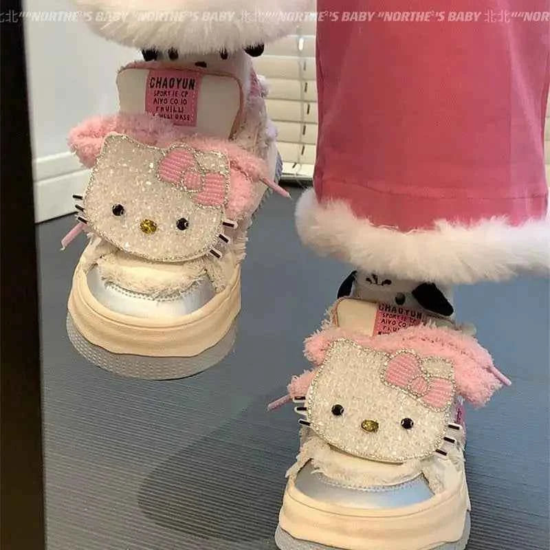 Sanrios Hello Kittys Fashion Design Plate Shoes Y2K Girl Cartoon Korean Style Aesthetic Cute Shoes Women Fashion Casual Sneakers