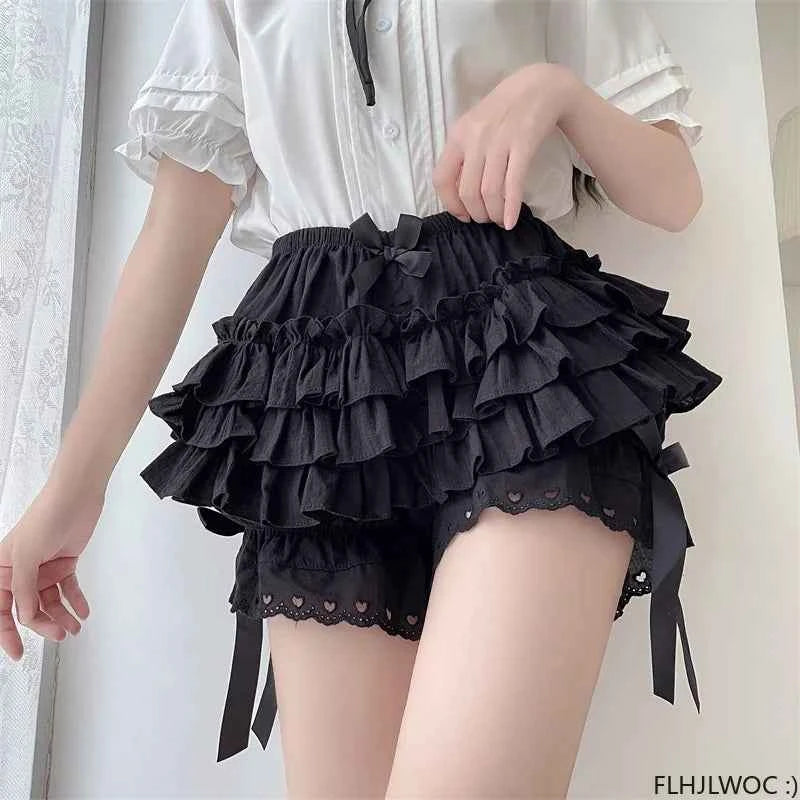 Hot Cool Stylish Summer Cute Sweet Japan Girls Sexy Lace Date Party Breathable Princess Puff Shorts Ruffles Lantern Small Pants