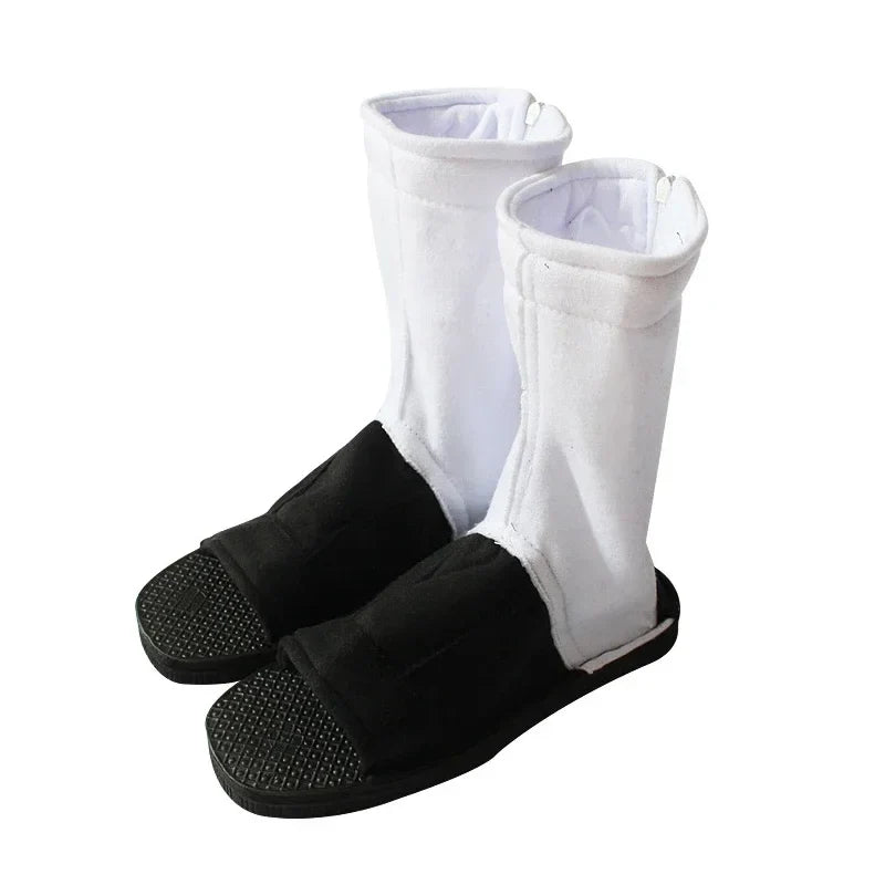 Naruto Obito cosplay ninja shoes, white and black, detail