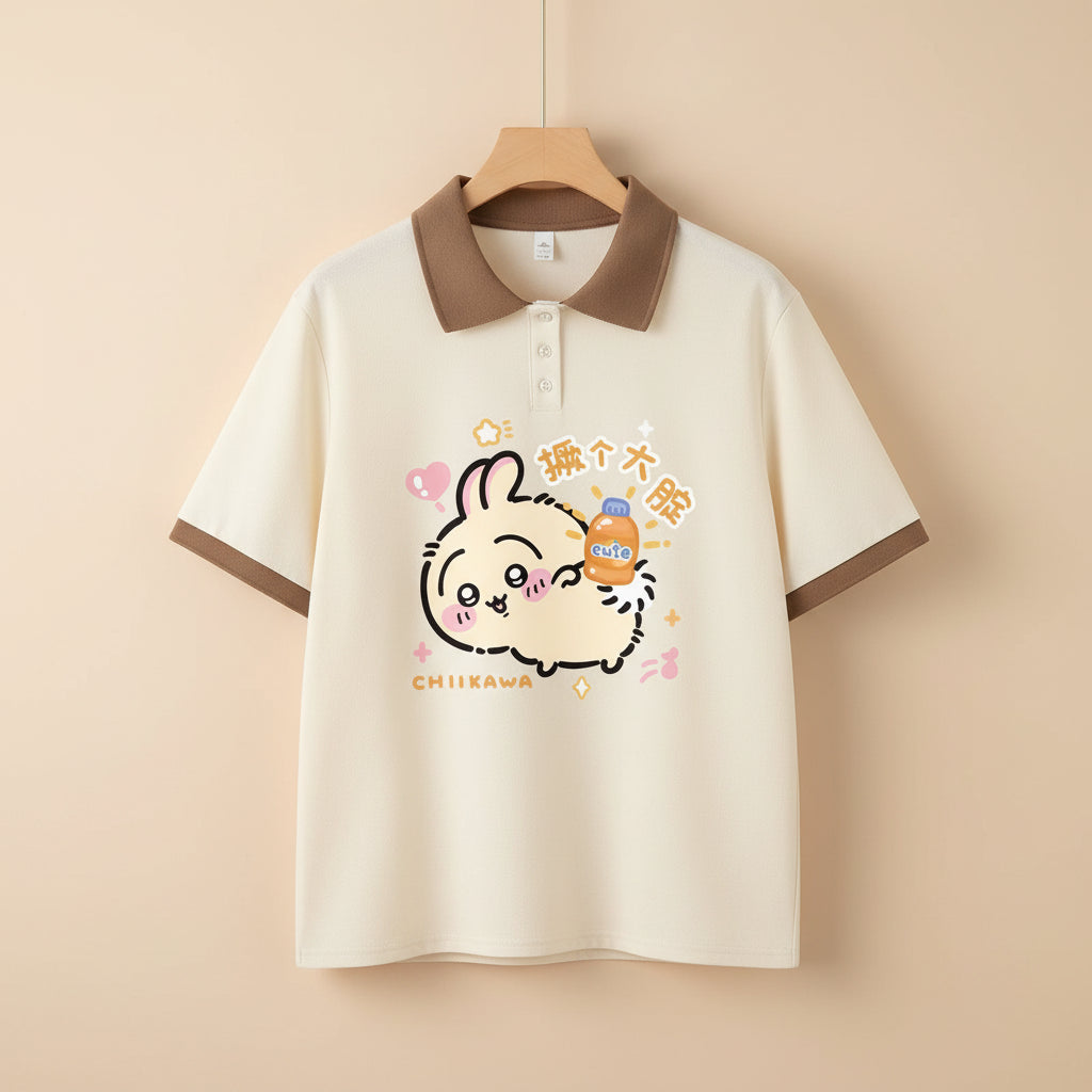 Summer Loose Polo Short-Sleeved T-Shirt Cute Sweet Cartoon - Vusy Kawaii Shop