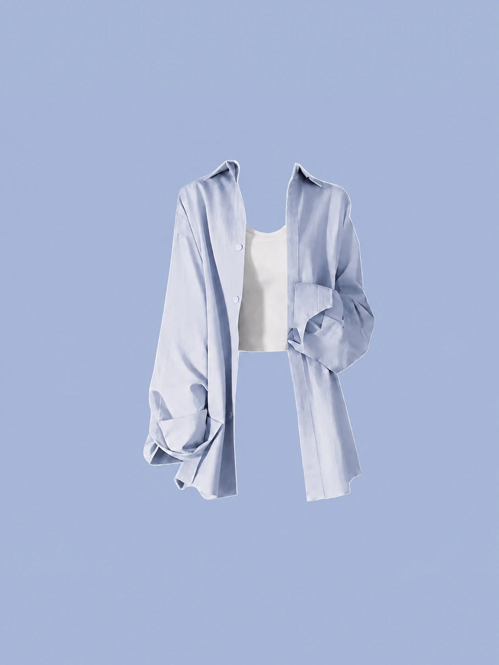 Blue Shirt And Denim Crop Top Set Casual Loose Feeling Spring Summer Autumn Women's Fashion Ensemble High Waist Long Pants