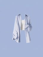Blue Shirt And Denim Crop Top Set Casual Loose Feeling Spring Summer Autumn Women's Fashion Ensemble High Waist Long Pants