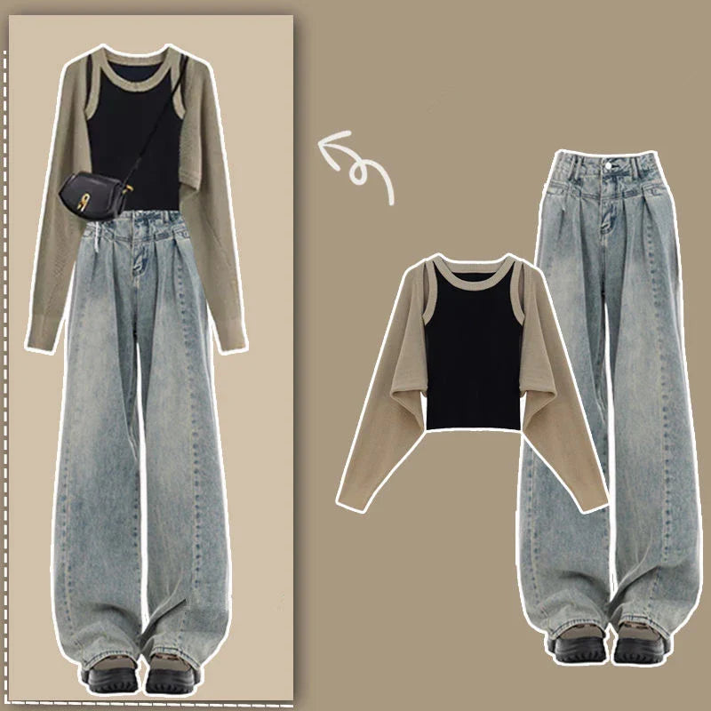 Women’s Spring Autumn Knit Vest and Pants Set Korean Fashion - Vusy Kawaii Shop