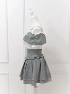 Women's Coquette Plaid Crop Top & Mini Skirt Set
