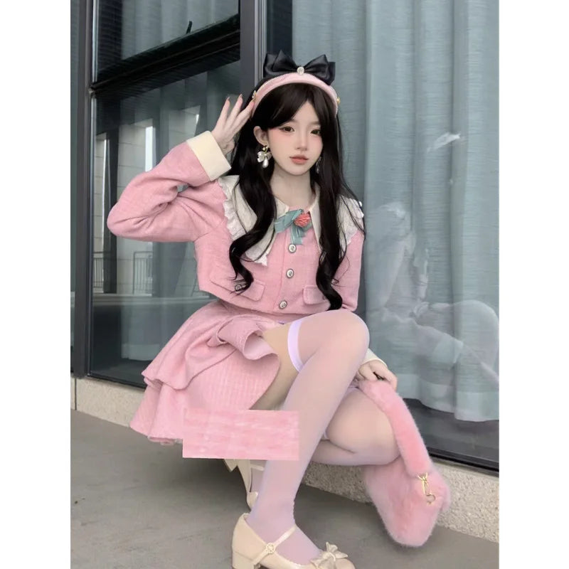 Chic Fashion Peter Pan Collar Patchwork Women Coat and Slim - Vusy Kawaii Shop